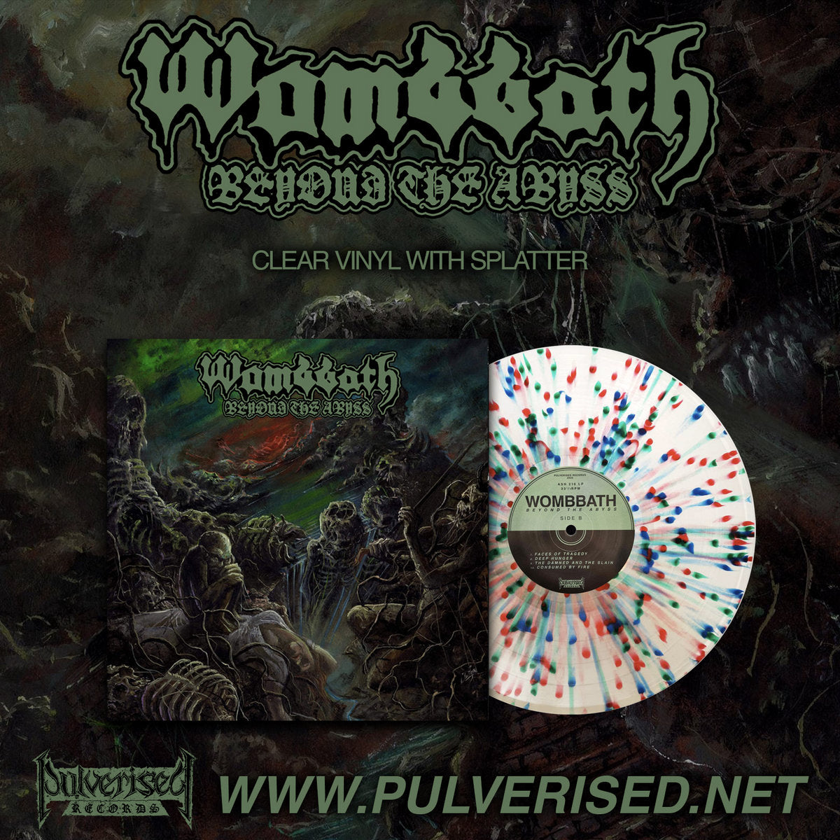 Wombbath "Beyond The Abyss" 12" Clear Vinyl with Splatter
